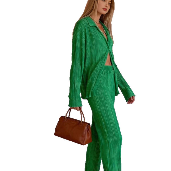 Women's Casual Two-Piece Set with Pleated Details and Loose Fit Lisslune