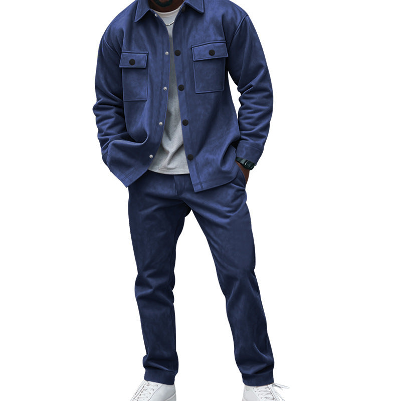 Men's casual shirt and pants set made of soft material with practical pockets Lisslune