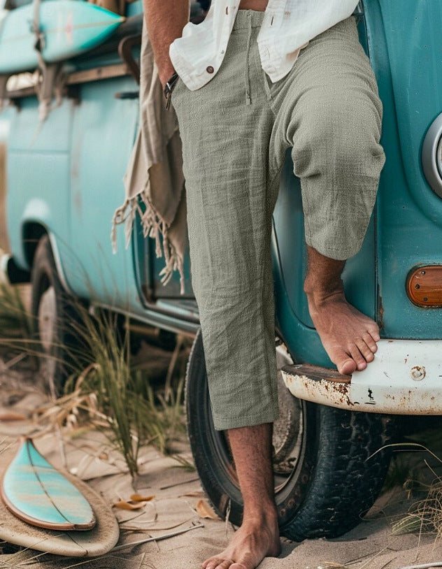 Men's Chino Pants with Casual Cut and Elastic Waistband Lisslune