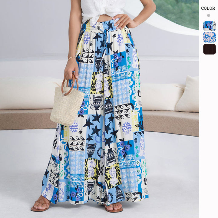Women's maxi skirt with unique graphic pattern and elastic waistband Lisslune