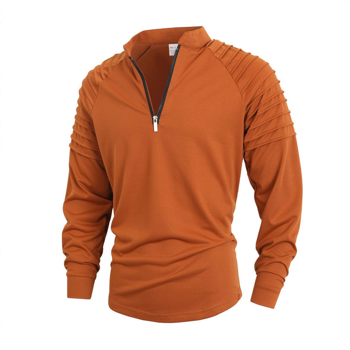 Men's modern long-sleeved sports shirt with zipper and textured design Lisslune