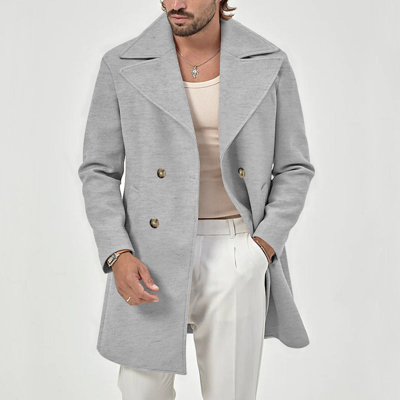 Men's fashionable double-breasted coat in classic style Lisslune