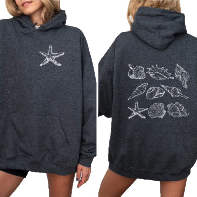 Women Oversized Hoodie with Maritime Shell Design Lisslune