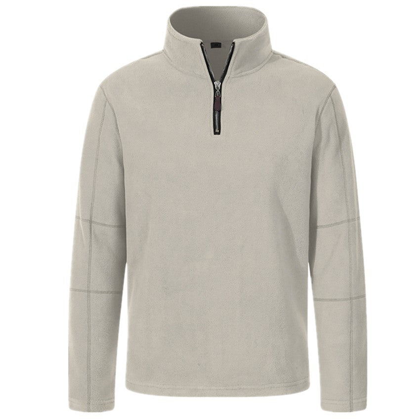 Men's fleece pullover with half zipper and high collar Lisslune