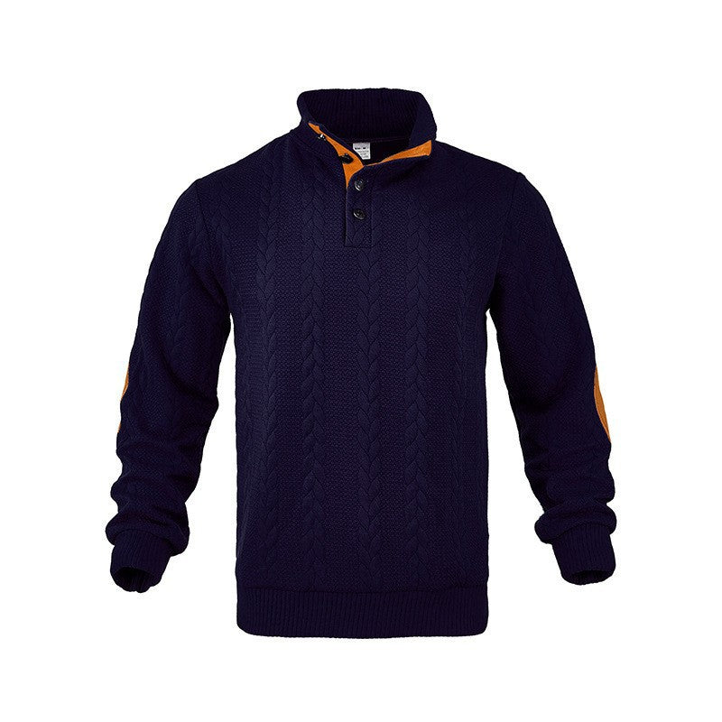 Men's knit sweater with high collar and fashionable cable design Lisslune