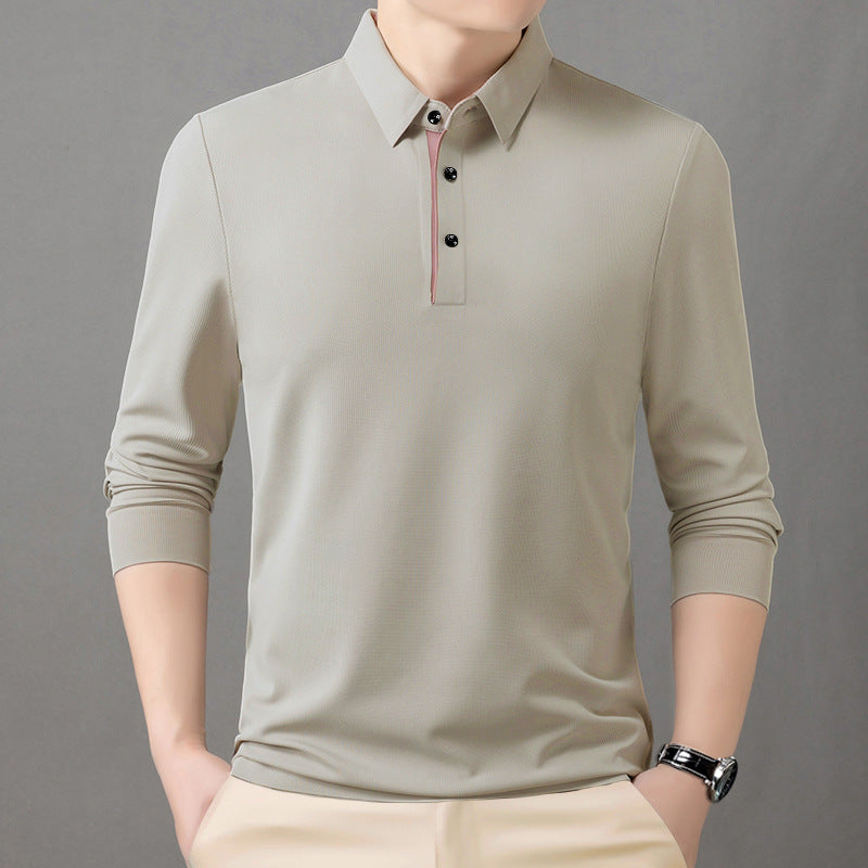 Men's comfortable long-sleeve polo shirt with elegant collar Lisslune