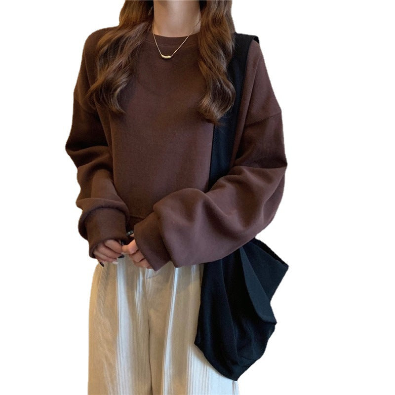Women's Casual Oversized Sweatshirt with Comfort Collar and Soft Cuffs