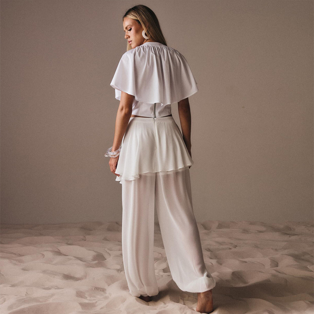 Women’s leisure set with casual top and wide trousers