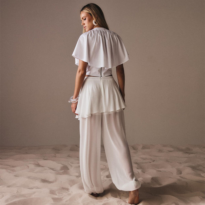Women’s leisure set with casual top and wide trousers
