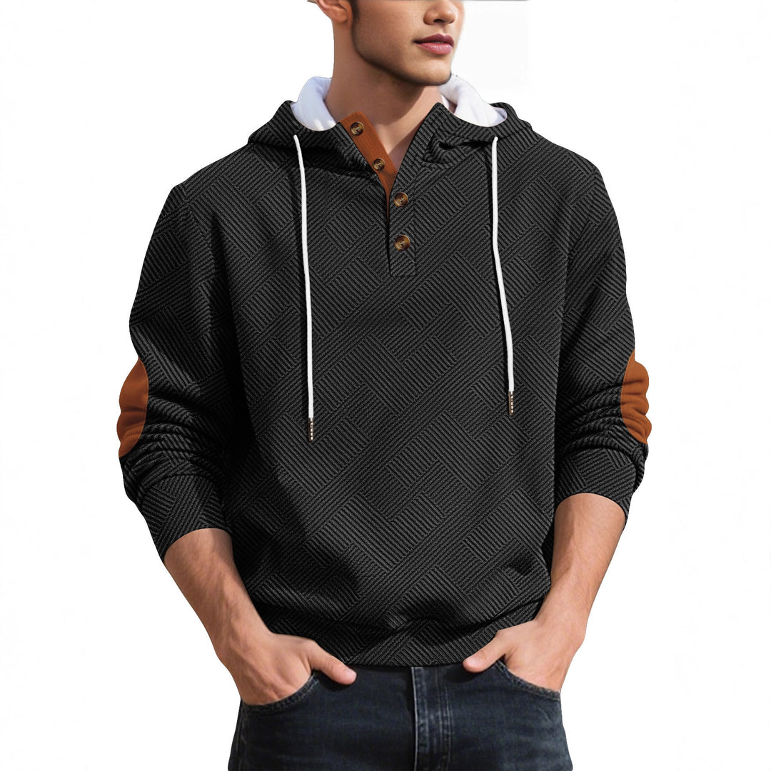Men's stylish hoodie with textured material and fashionable accents Lisslune