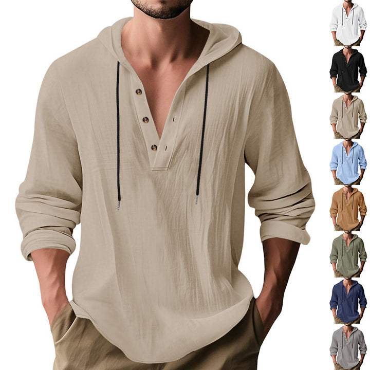 Men's stylish hooded shirt with button placket and casual fit Lisslune