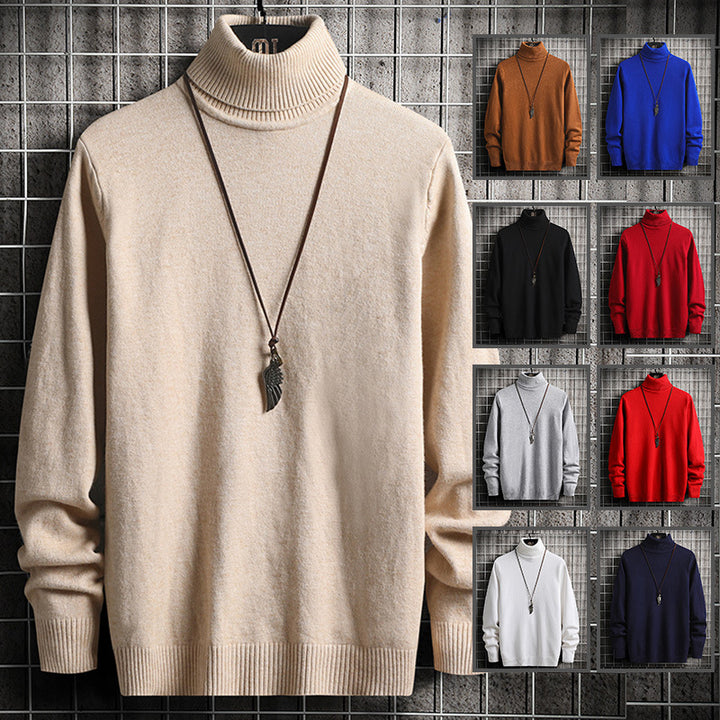 Men's elegant turtleneck sweater made of fine cotton with structured design Lisslune