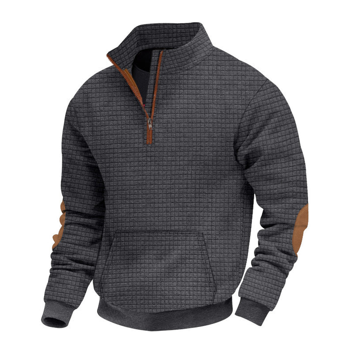 Men's stylish fleece pullover with stand-up collar and practical zipper Lisslune