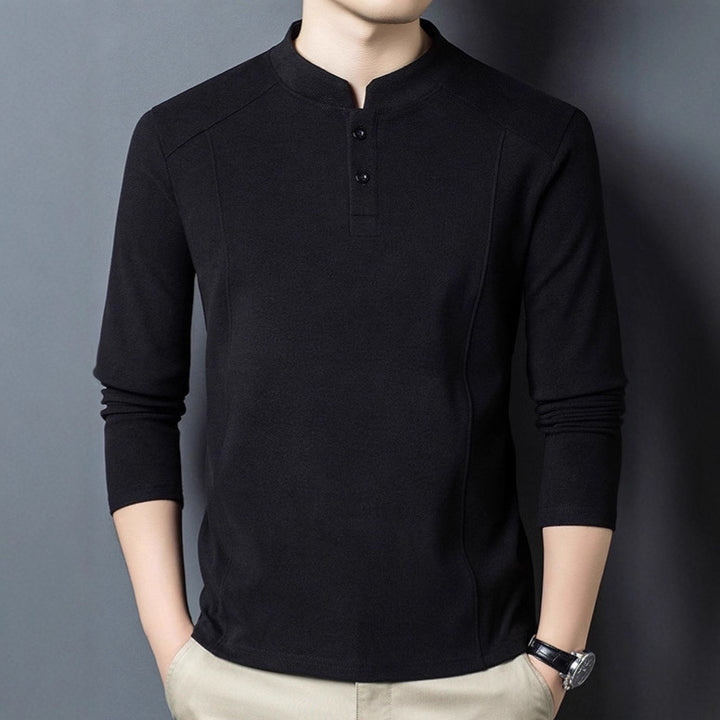 Men's long-sleeve shirt with button placket and comfortable fit Lisslune