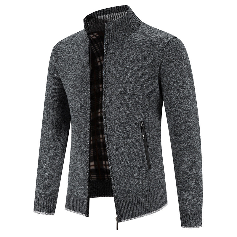 Men's cardigan with high collar and practical zip pockets Lisslune