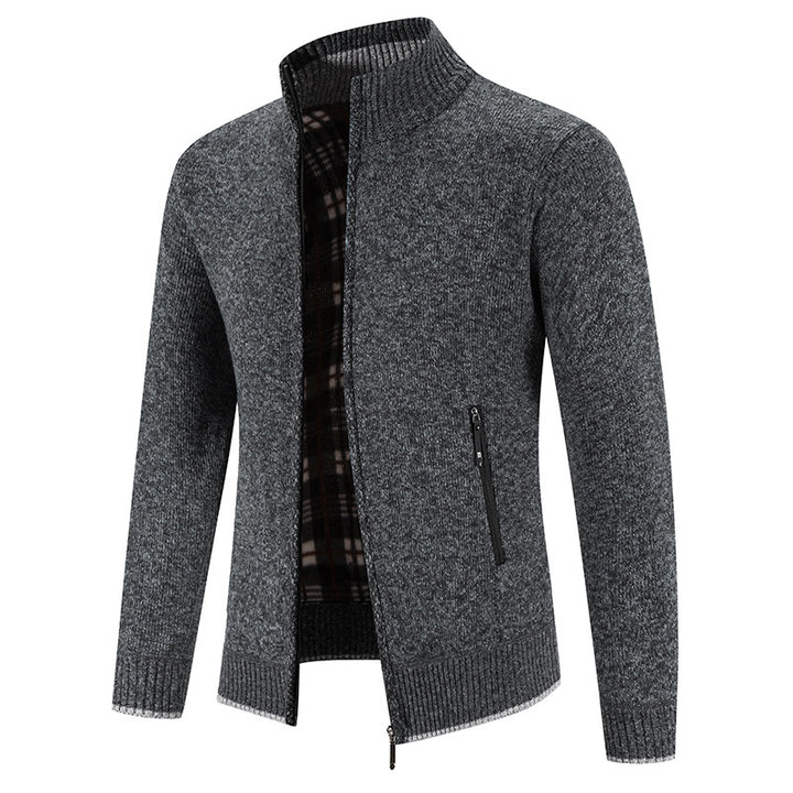 Men's cardigan with high collar and practical zip pockets Lisslune