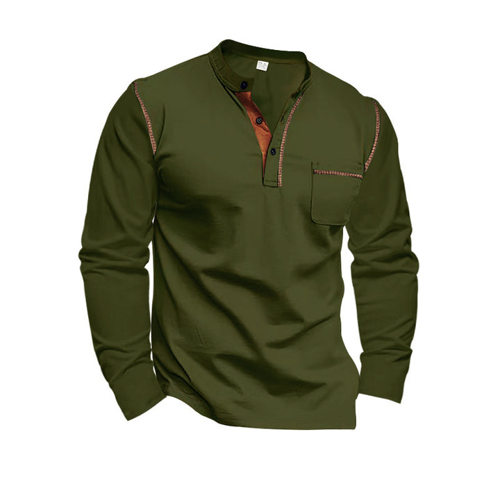 Men's long sleeve shirt with elegant contrast details Lisslune