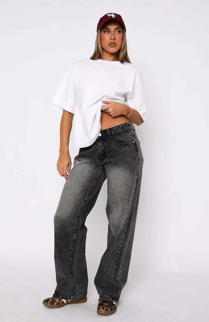 Women's casual wide jeans with high waistband and trendy cut Lisslune