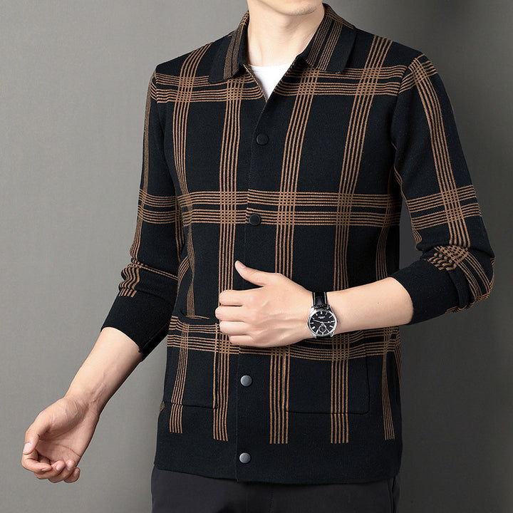 Men's Cozy Checkered Blouse with Button Placket and Practical Pockets Lisslune