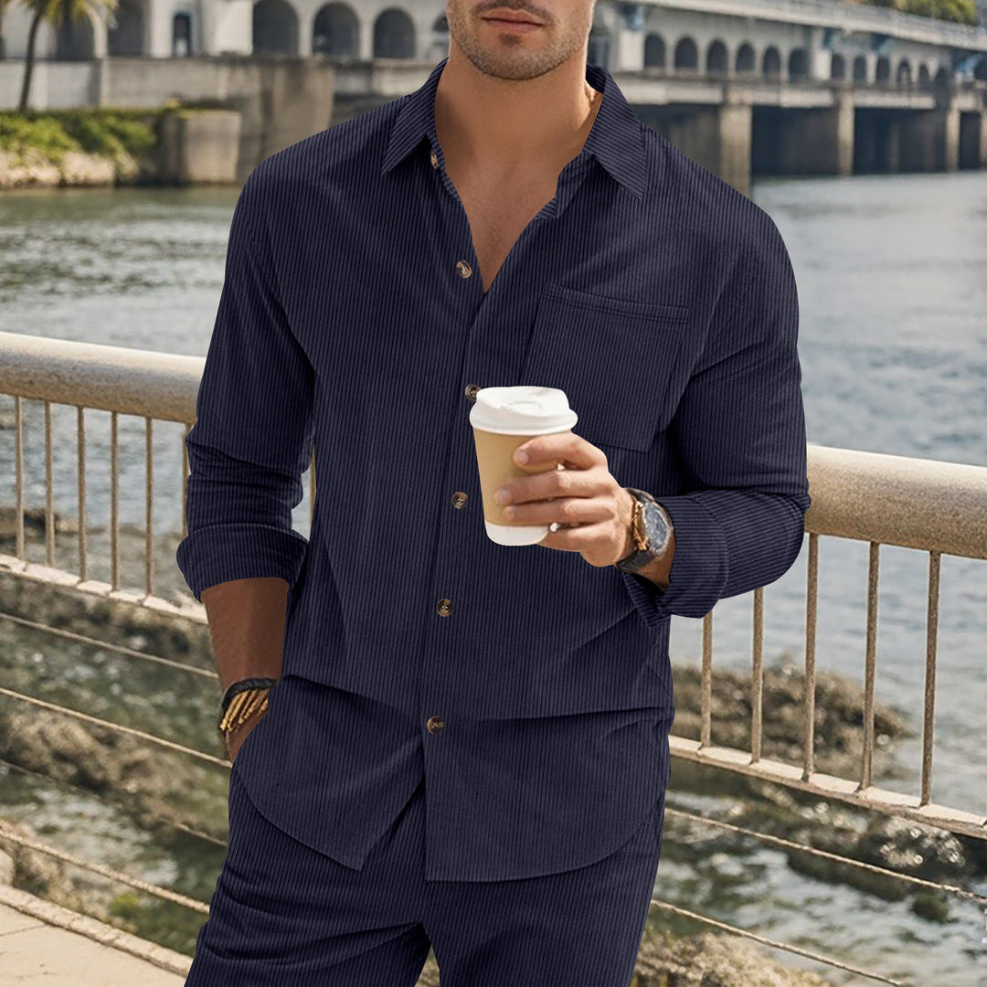 Men's Elegant Striped Long Sleeve Shirt Lisslune