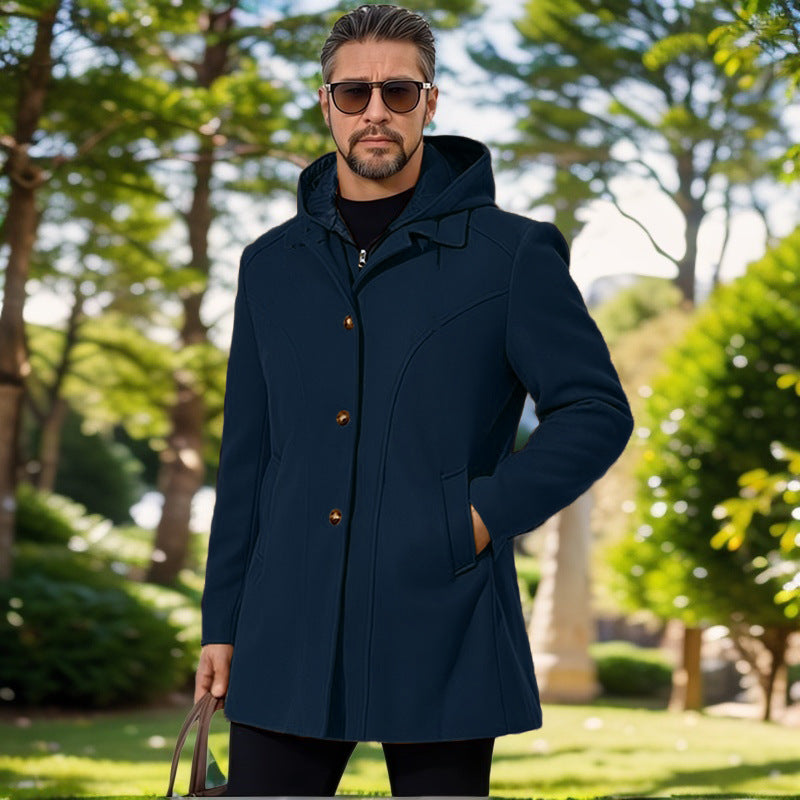 Men's elegant transitional jacket with hood and flared darts Lisslune