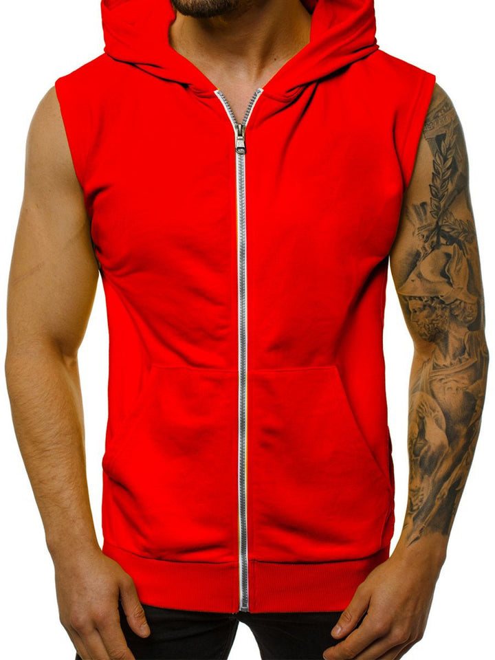Men's sleeveless hoodie with full zip and practical pockets Lisslune