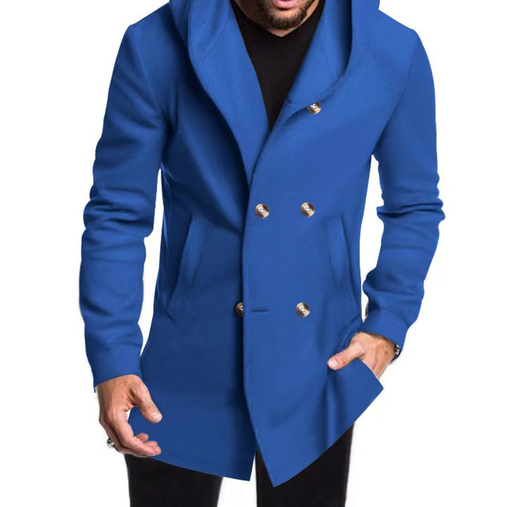 Men's fashionable coat with hood and double button placket Lisslune