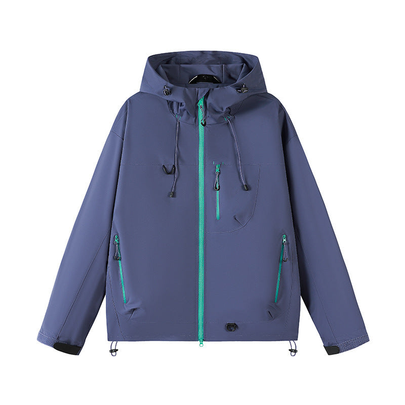 Men's technical outdoor jacket with adjustable hood design and multiple zip pockets Lisslune