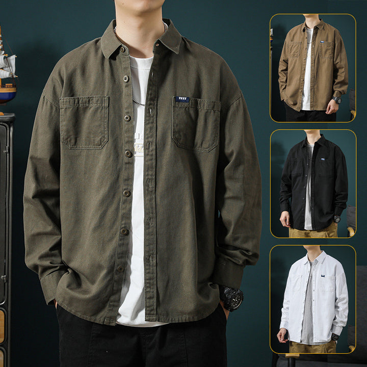 Men's casual long-sleeve shirt with practical breast pockets Lisslune