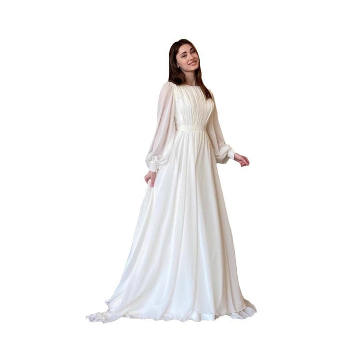 Women's Maxi Party Dress with Long Flowing Sleeves and Lace Accents Lisslune