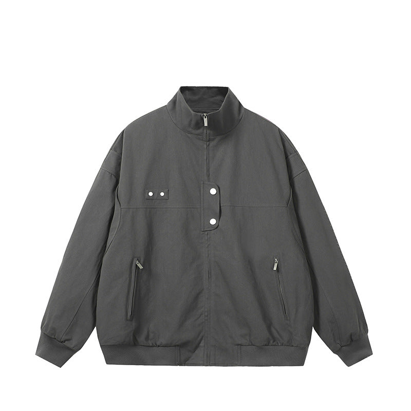 Men's fashionable quilted jacket with high collar and side zip pockets Lisslune