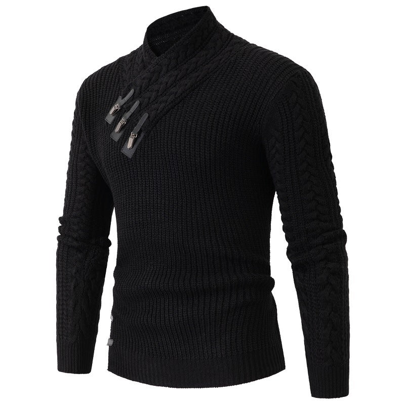 Men's knit sweater with elegant shawl collar and cable pattern Lisslune