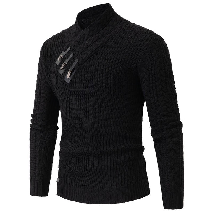Men's knit sweater with elegant shawl collar and cable pattern Lisslune