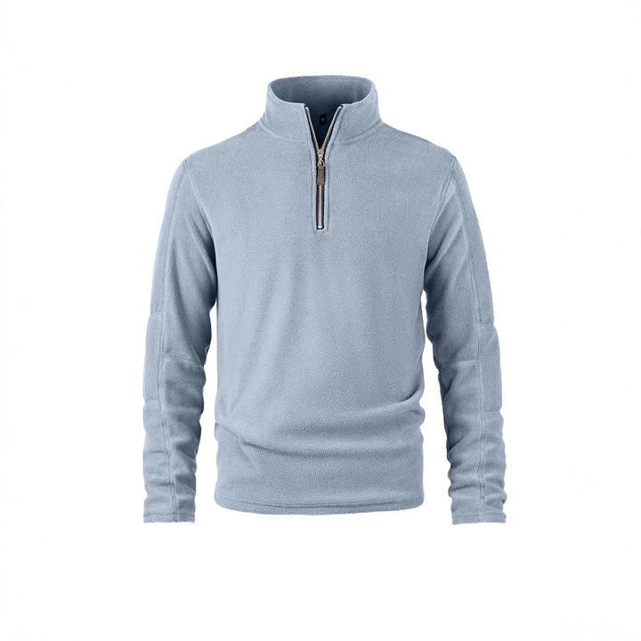 Men's fleece pullover with high collar and practical zip details Lisslune