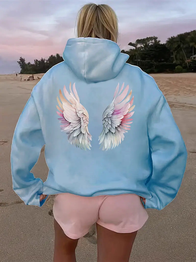 Women's hoodie sweatshirt with imaginative wing motif Lisslune