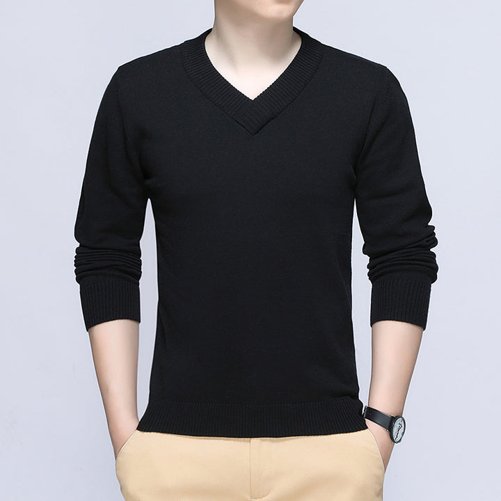 Men's elegant pullover with V-neck and fine knit structure Lisslune