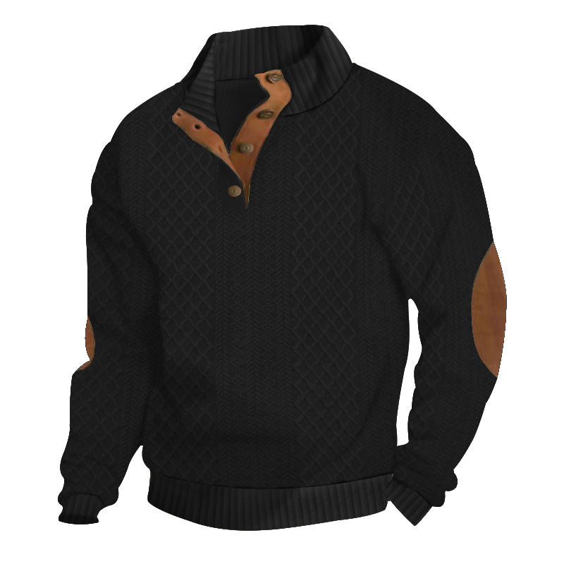Men's sweatshirt with textured knit pattern and leather details Lisslune