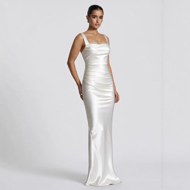 Damen Elegantes Satin-Maxi-Kleid mit figurschmeichelndem Design Lisslune