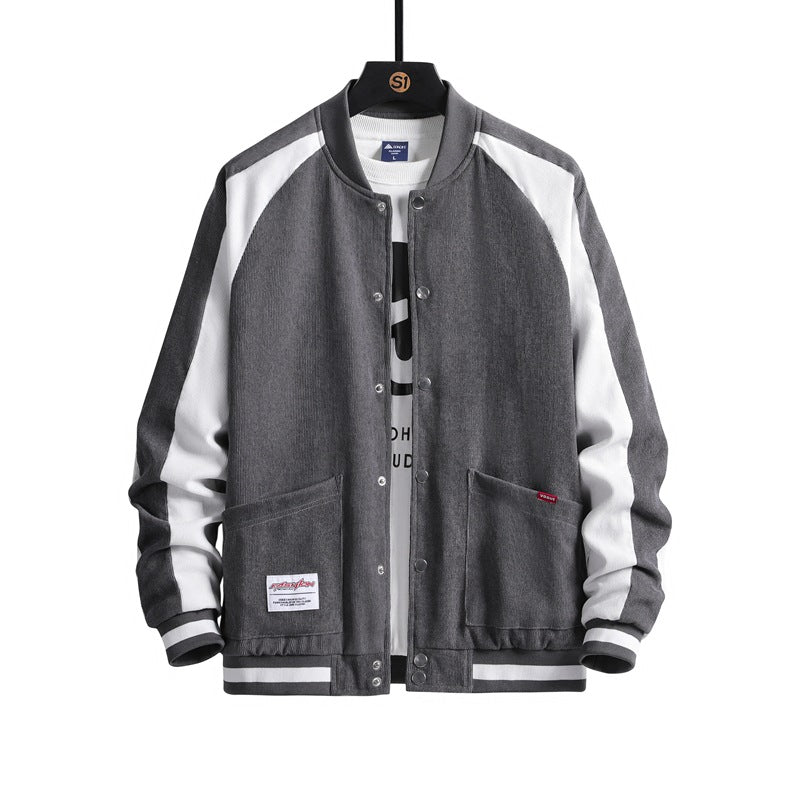 Men's Fashionable Leisure Jacket with Textured Surface and Contrast Sleeves Lisslune