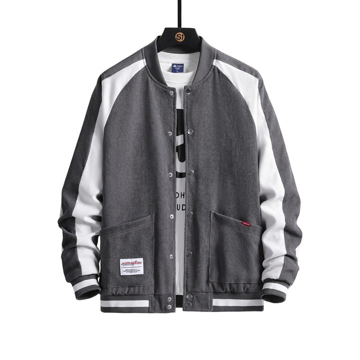 Men's Fashionable Leisure Jacket with Textured Surface and Contrast Sleeves Lisslune