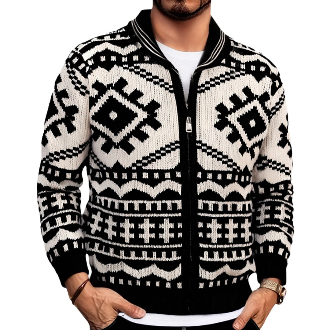 Men's cardigan with cable pattern and stand-up collar Lisslune