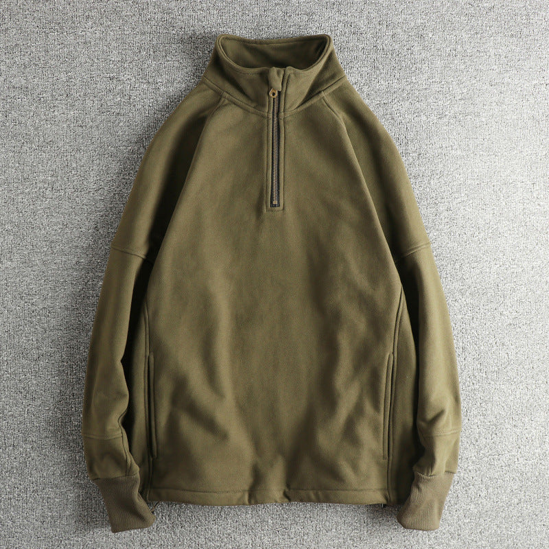 Men's fleece jacket with half zipper and side pockets Lisslune