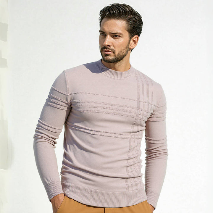 Men's sweater with modern textured design and high collar Lisslune