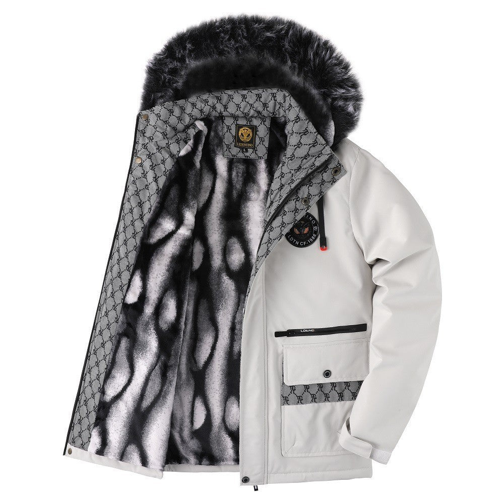 Men's insulated winter jacket with removable fleece collar Lisslune