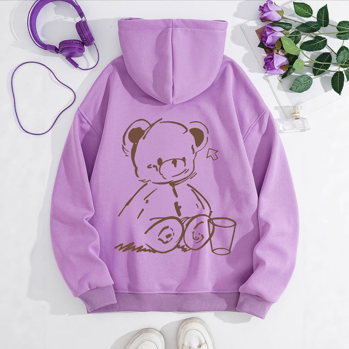 Women's Hoodie with Casual Bear Design Lisslune