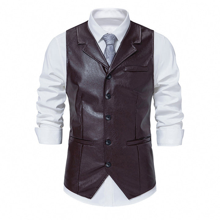 Men's elegant synthetic leather vest Lisslune