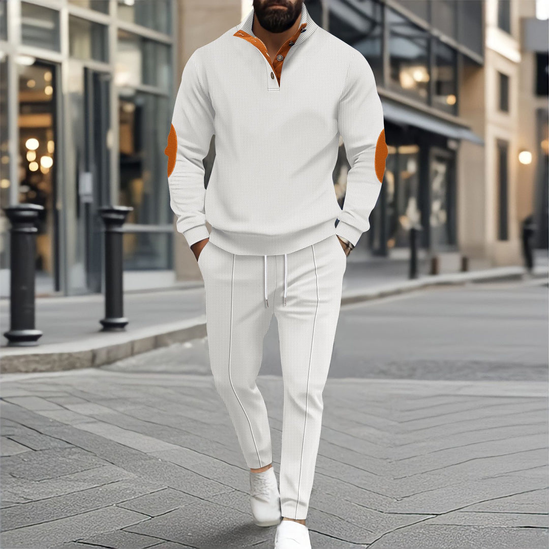 Men's sporty leisure sweater and jogger set with textured look Lisslune