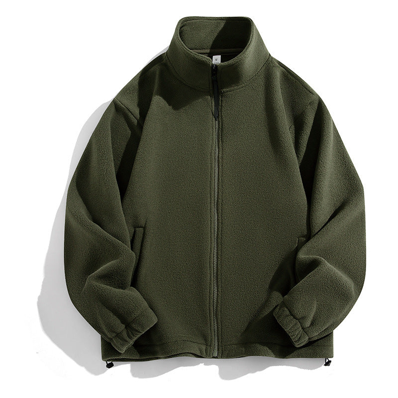 Men's Fleece Jacket with High Collar and Practical Pockets Lisslune