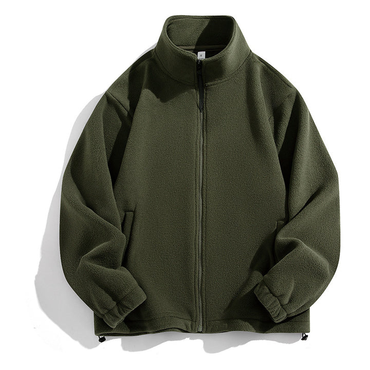 Men's Fleece Jacket with High Collar and Practical Pockets Lisslune