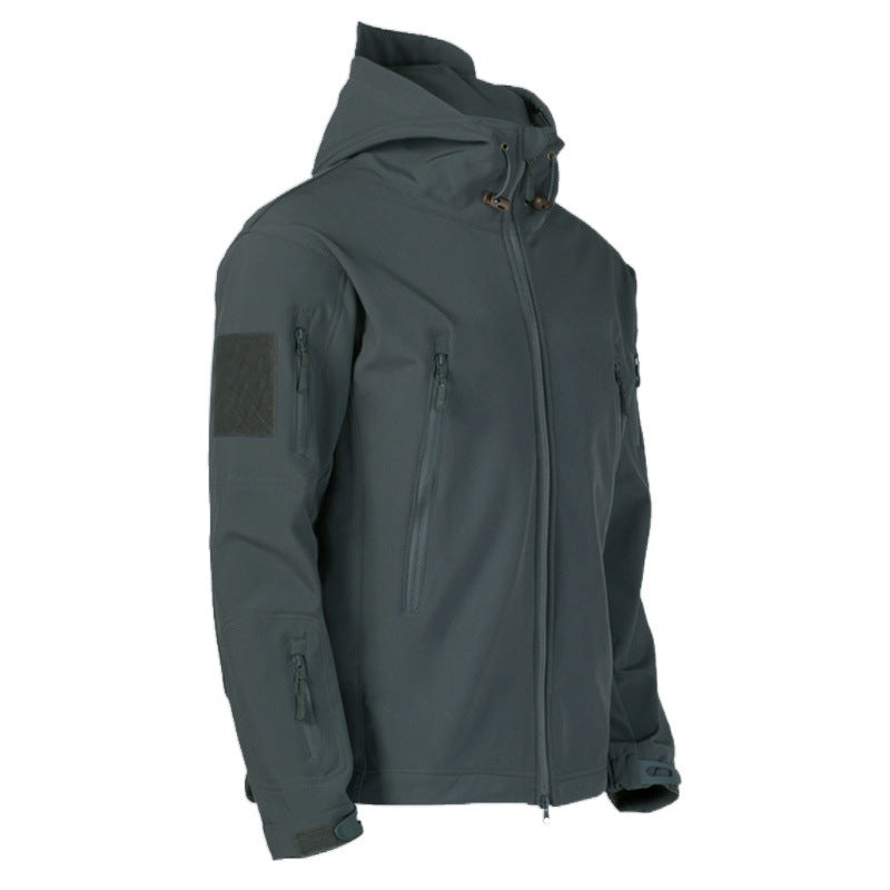 Men's technical softshell jacket with multifunctional pockets and adjustable hood system Lisslune